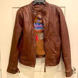 Mens brown leather jacket 100% leather